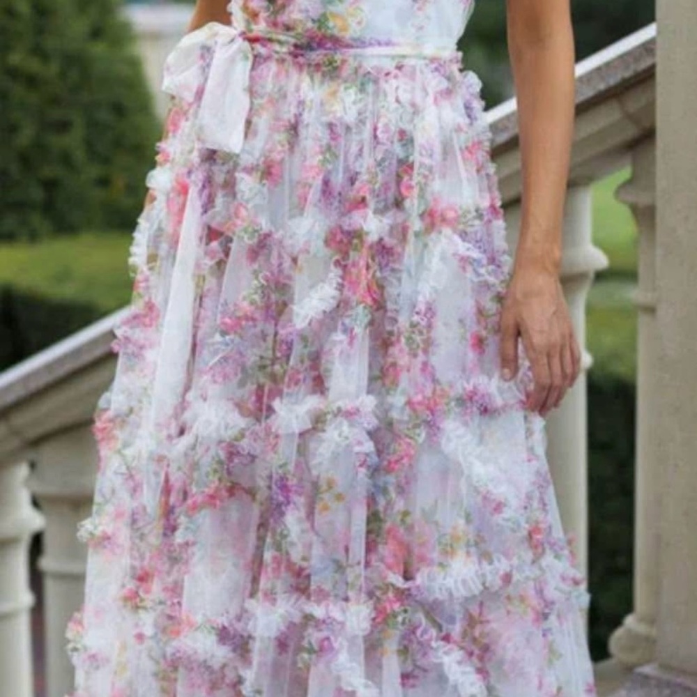 Floral White and Pink Women's Dress